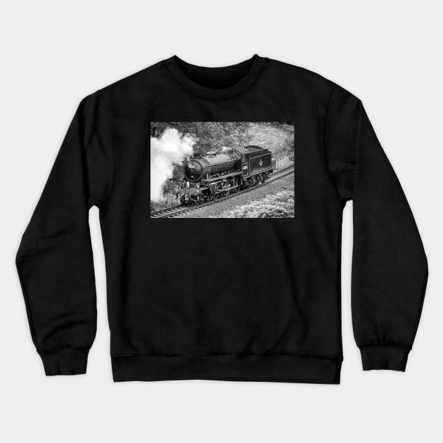 LNER K1 Class - Light Engine - Black and White Crewneck Sweatshirt by SteveHClark